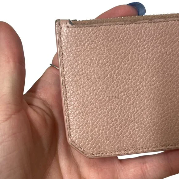 $345 Saint Laurent Blush Pink Grained Leather 5 Fragments Card Holder